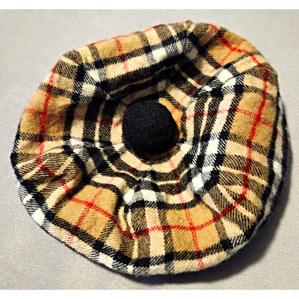 Edinburgh Old Town Weaving Co Tartan Plaid Tam Hat Black Pom Pom Scotland